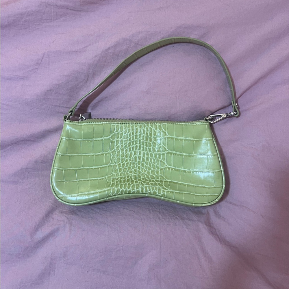 JW Pei Eva Shoulder Handbag in Sage Green Croc - Picture 3 of 5